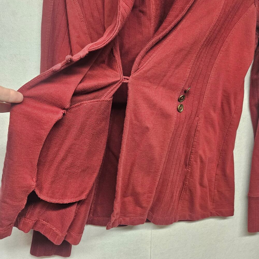 Lucky Brand Shawl Collar Button Front Cardigan Jacket Berry Burgundy - Picture 4 of 8